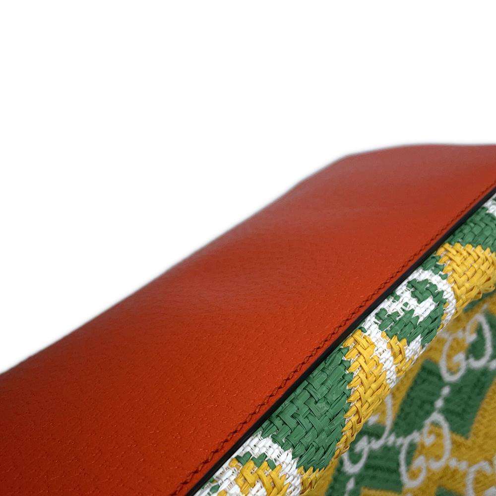 GUCCI GG Pattern Tote OKINAWA Yellow/Green/Orange631685 Raffia Leather