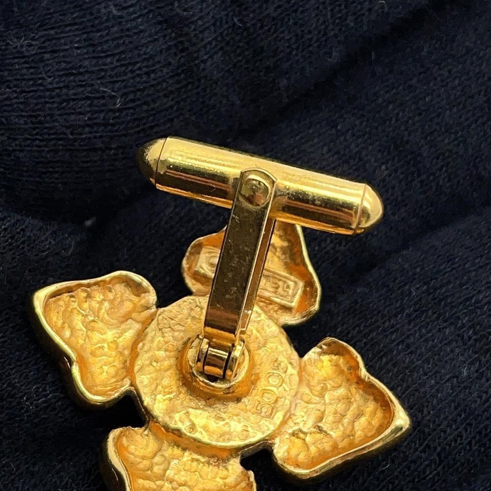 CHANEL Faux Pearl Cufflinks Gold Metal