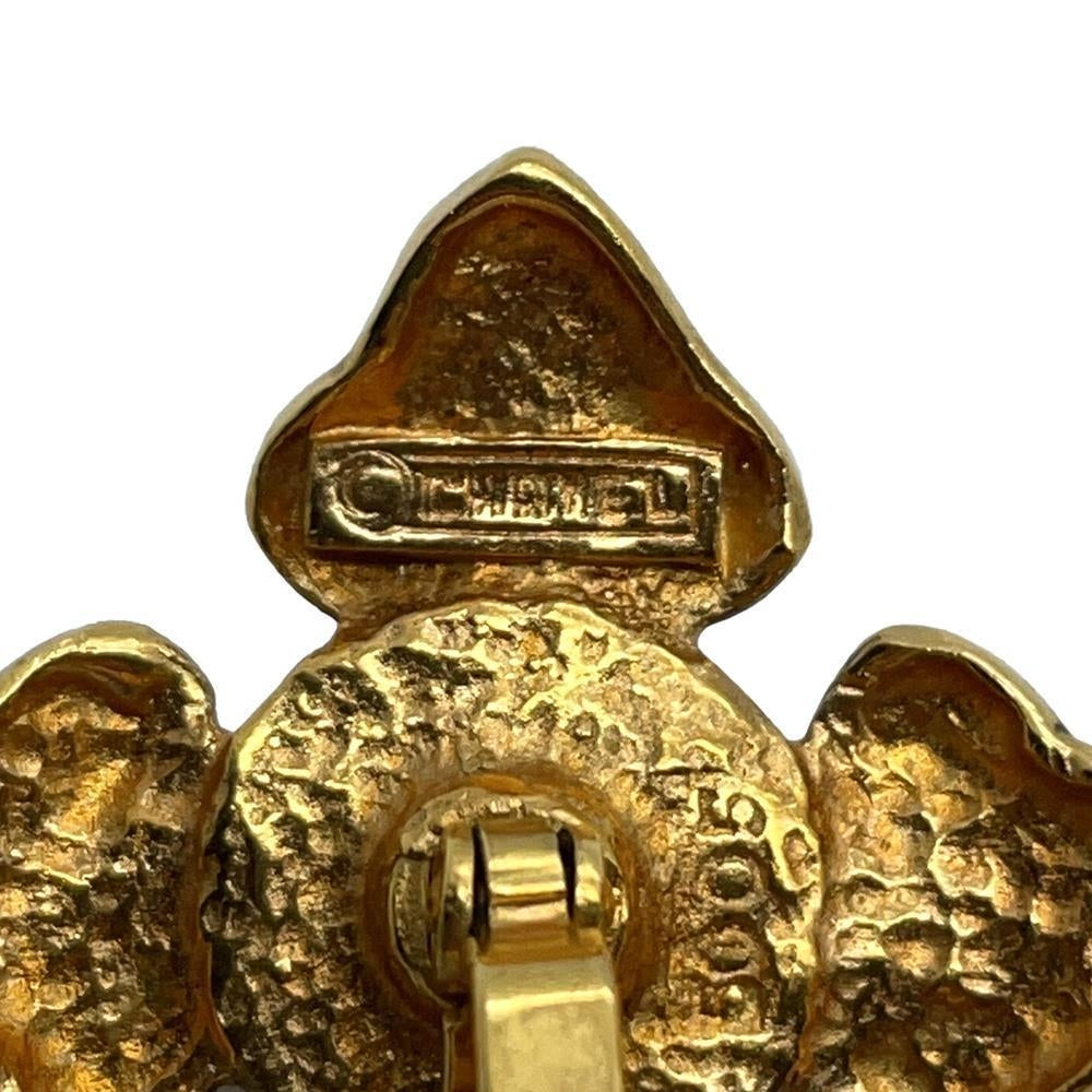 CHANEL Faux Pearl Cufflinks Gold Metal