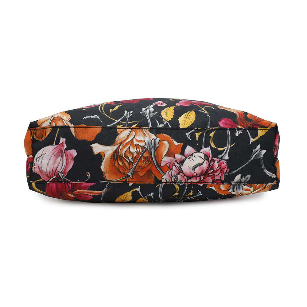 PRADA Flower print tote Black/MulticolorB2600F Nylon Leather