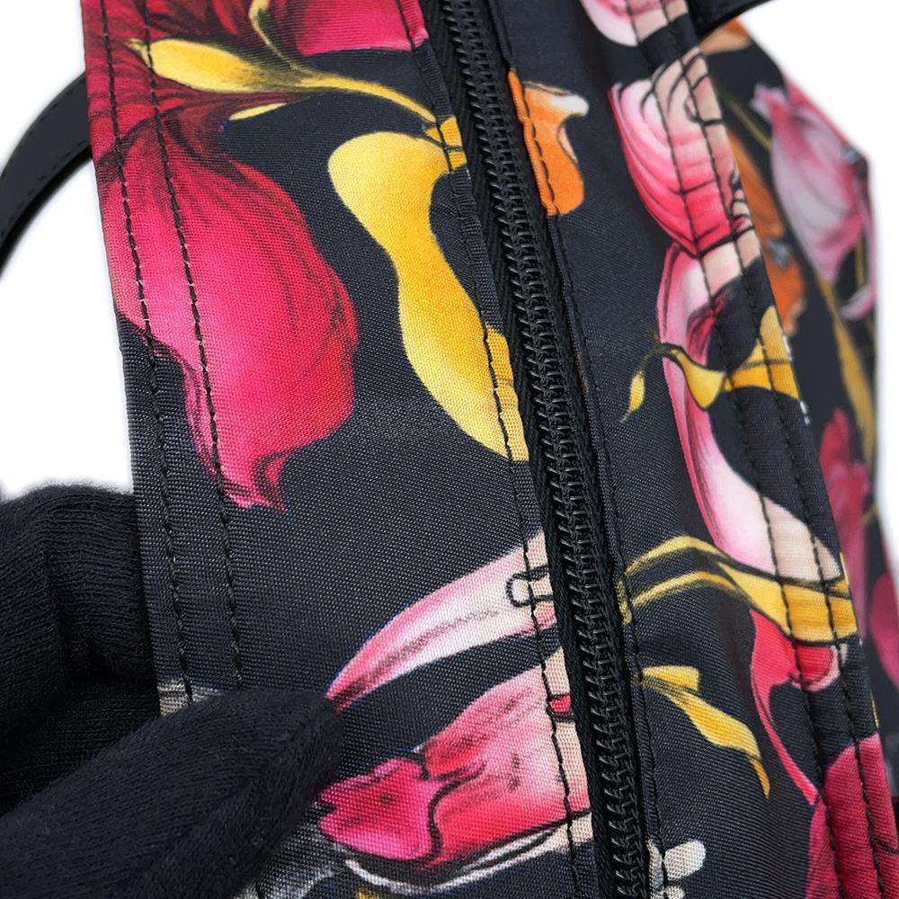 PRADA Flower print tote Black/MulticolorB2600F Nylon Leather
