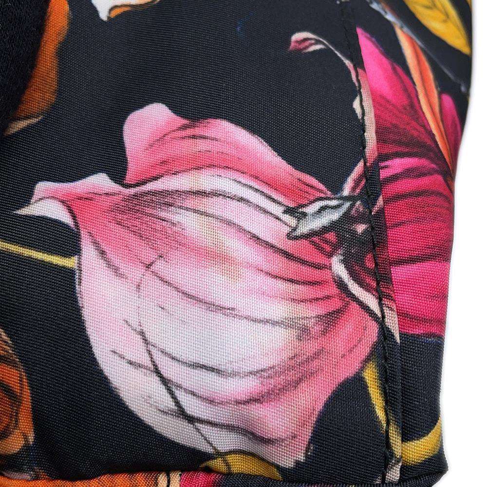 PRADA Flower print tote Black/MulticolorB2600F Nylon Leather
