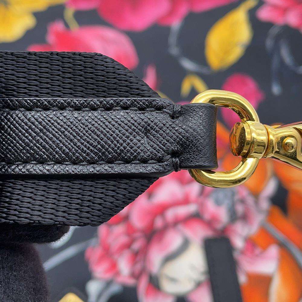 PRADA Flower print tote Black/MulticolorB2600F Nylon Leather