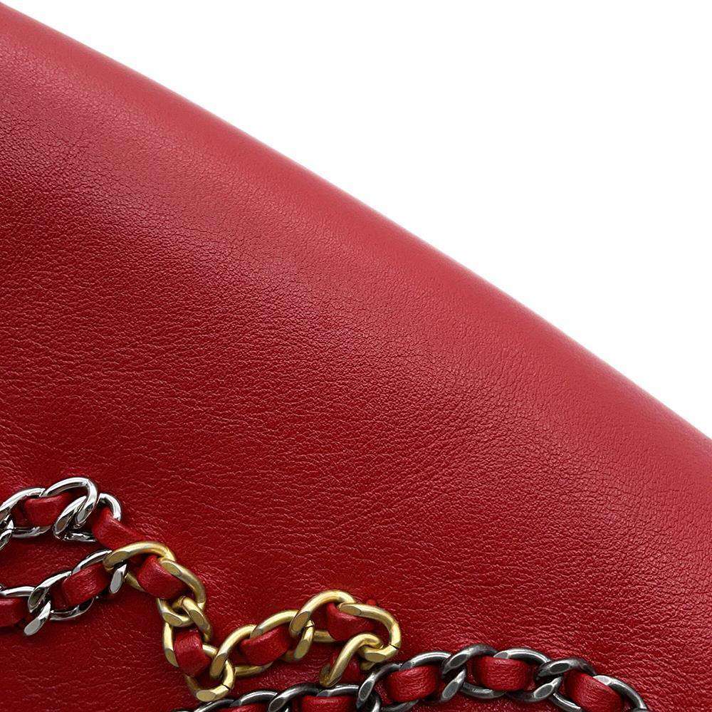 CHANEL Chain logo 2WAY Shoulder Bag RedAS1779 Leather