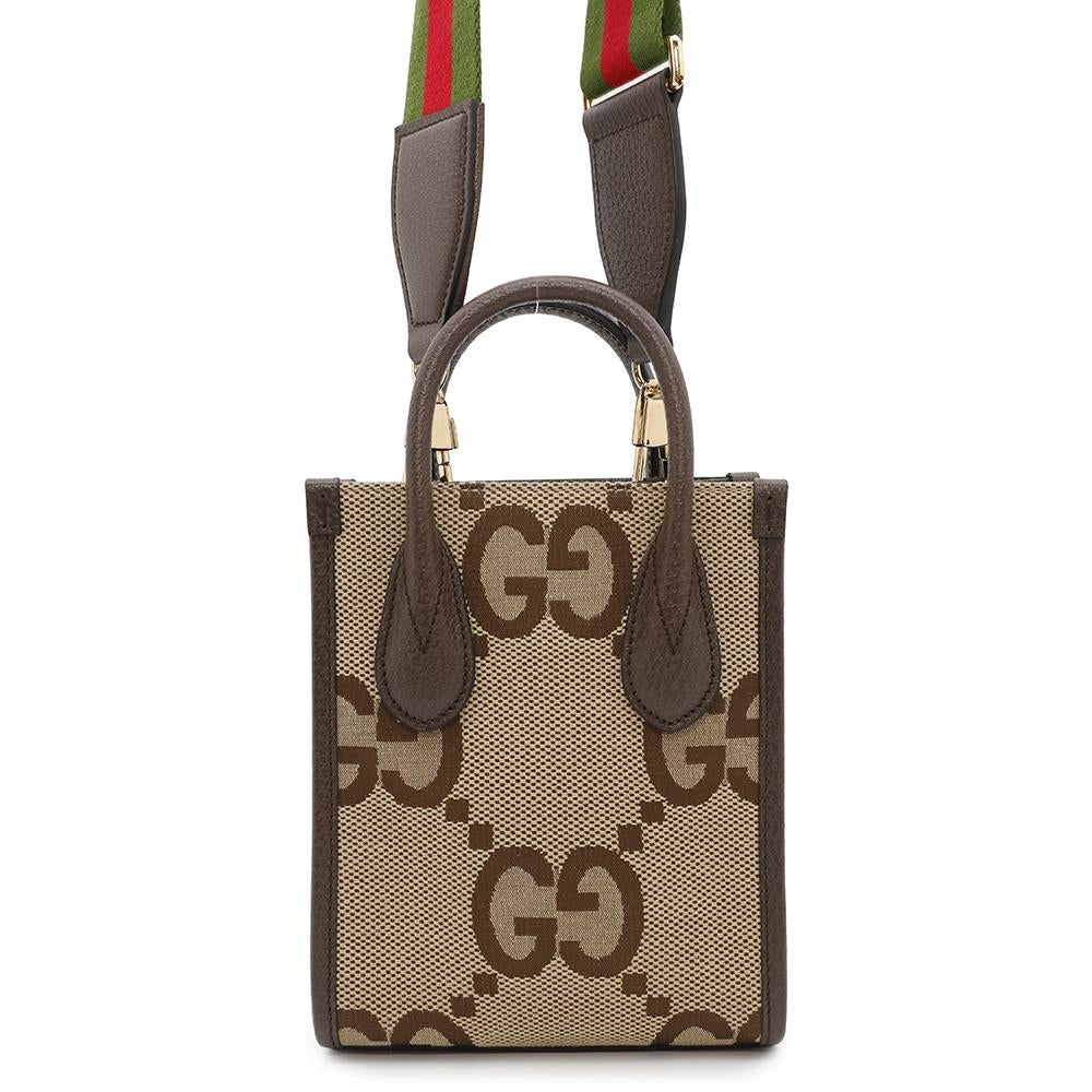 GUCCI Jumbo GG 2WAY Shoulder Beige/Brown699406 GG Canvas Leather Size Mini