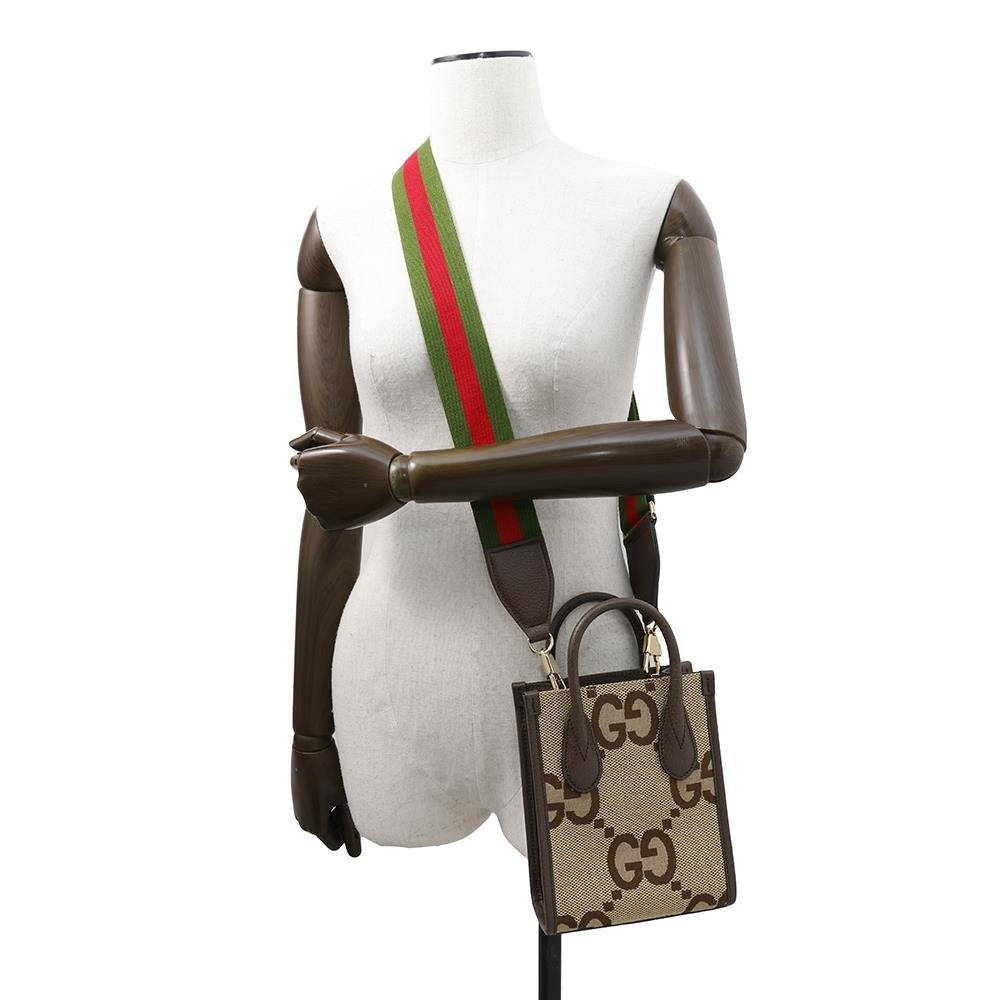 GUCCI Jumbo GG 2WAY Shoulder Beige/Brown699406 GG Canvas Leather Size Mini