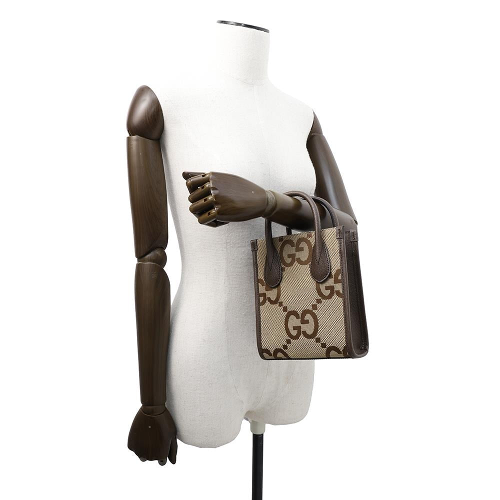 GUCCI Jumbo GG 2WAY Shoulder Beige/Brown699406 GG Canvas Leather Size Mini
