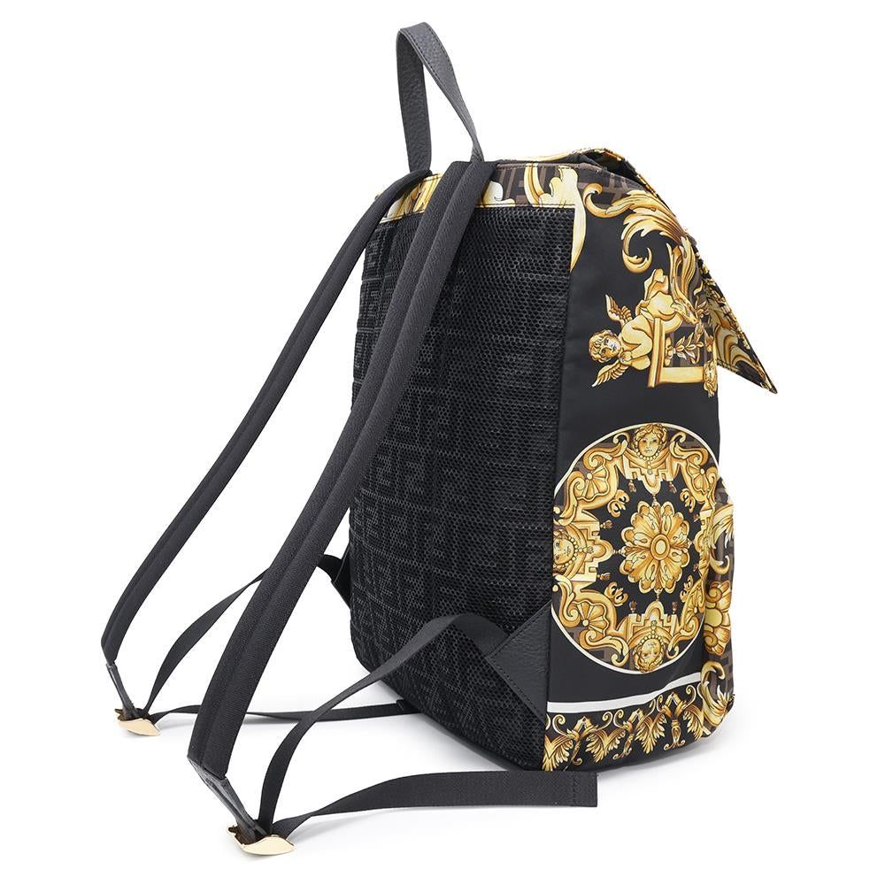 FENDI Fendace Backpack Black/Yellow7VZ066 Nylon
