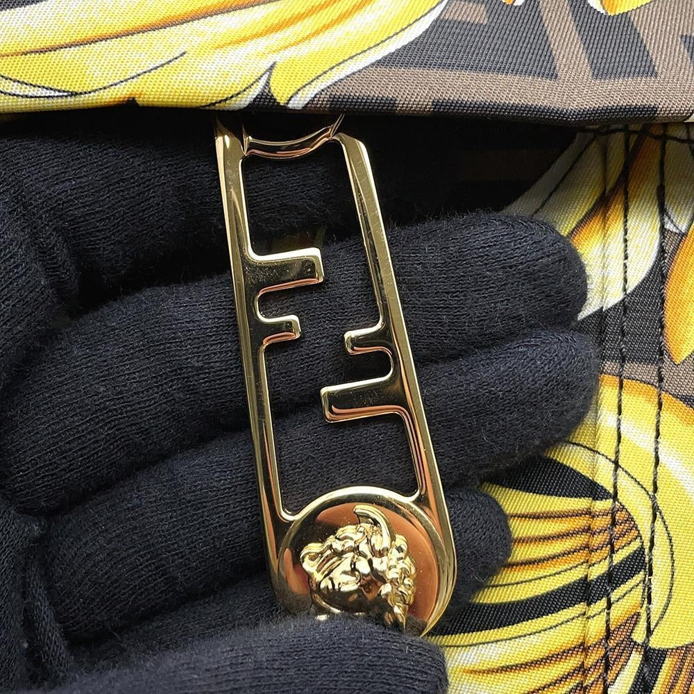 FENDI Fendace Backpack Black/Yellow7VZ066 Nylon