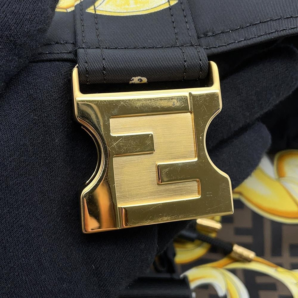 FENDI Fendace Backpack Black/Yellow7VZ066 Nylon
