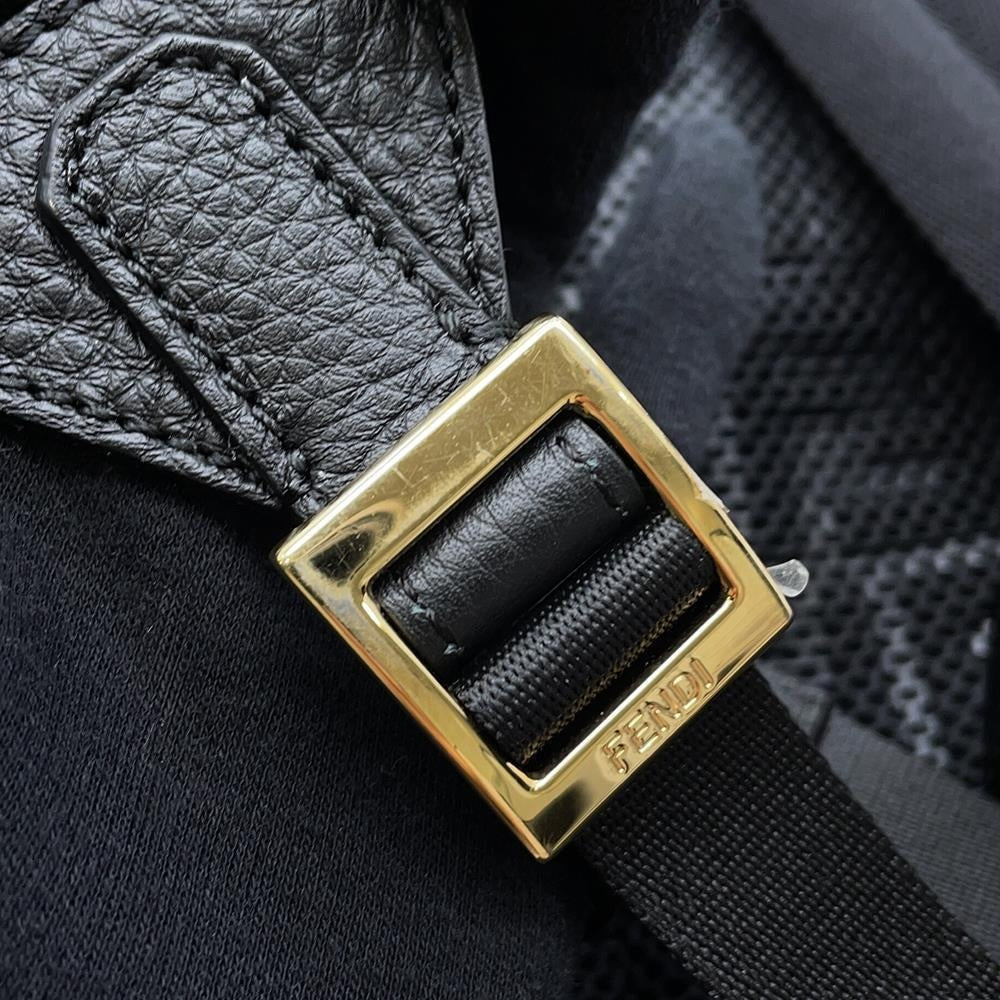 FENDI Fendace Backpack Black/Yellow7VZ066 Nylon