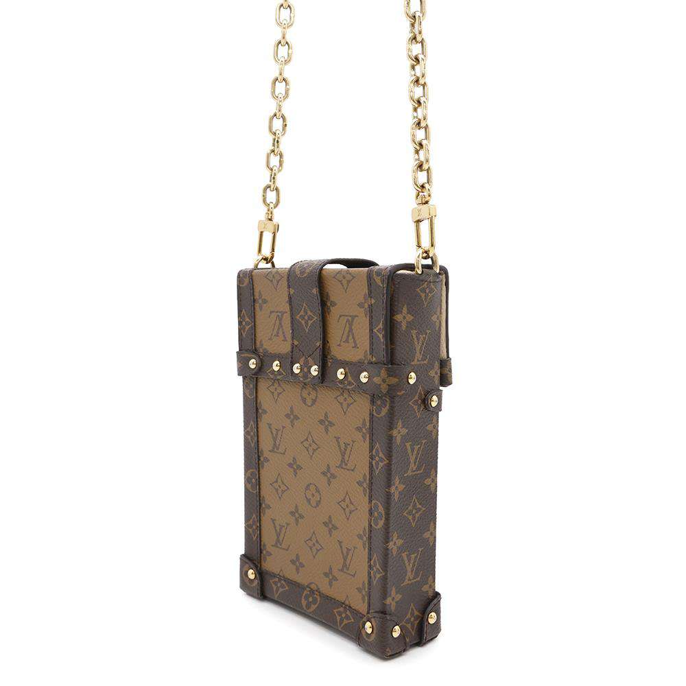 LOUIS VUITTON Pochette Trunk Vertical BrownM67873 Monogram Reverse Canvas