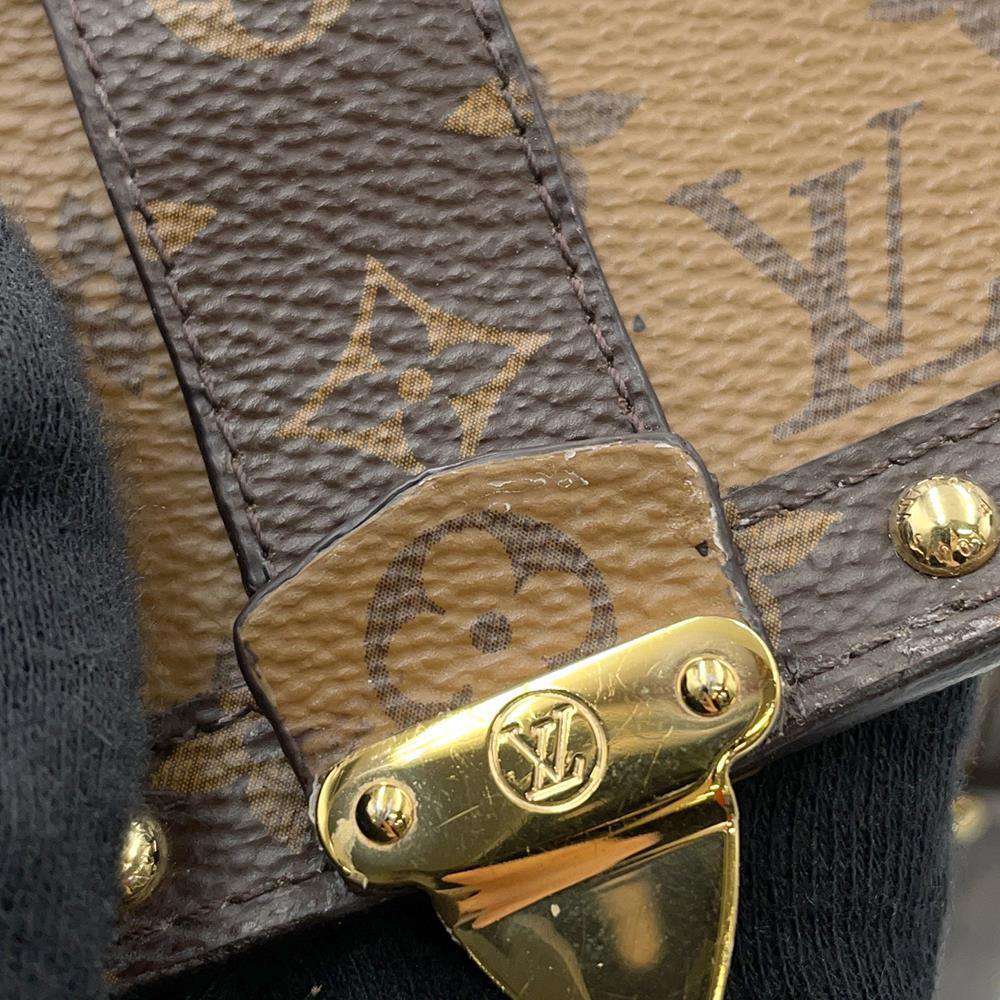 LOUIS VUITTON Pochette Trunk Vertical BrownM67873 Monogram Reverse Canvas