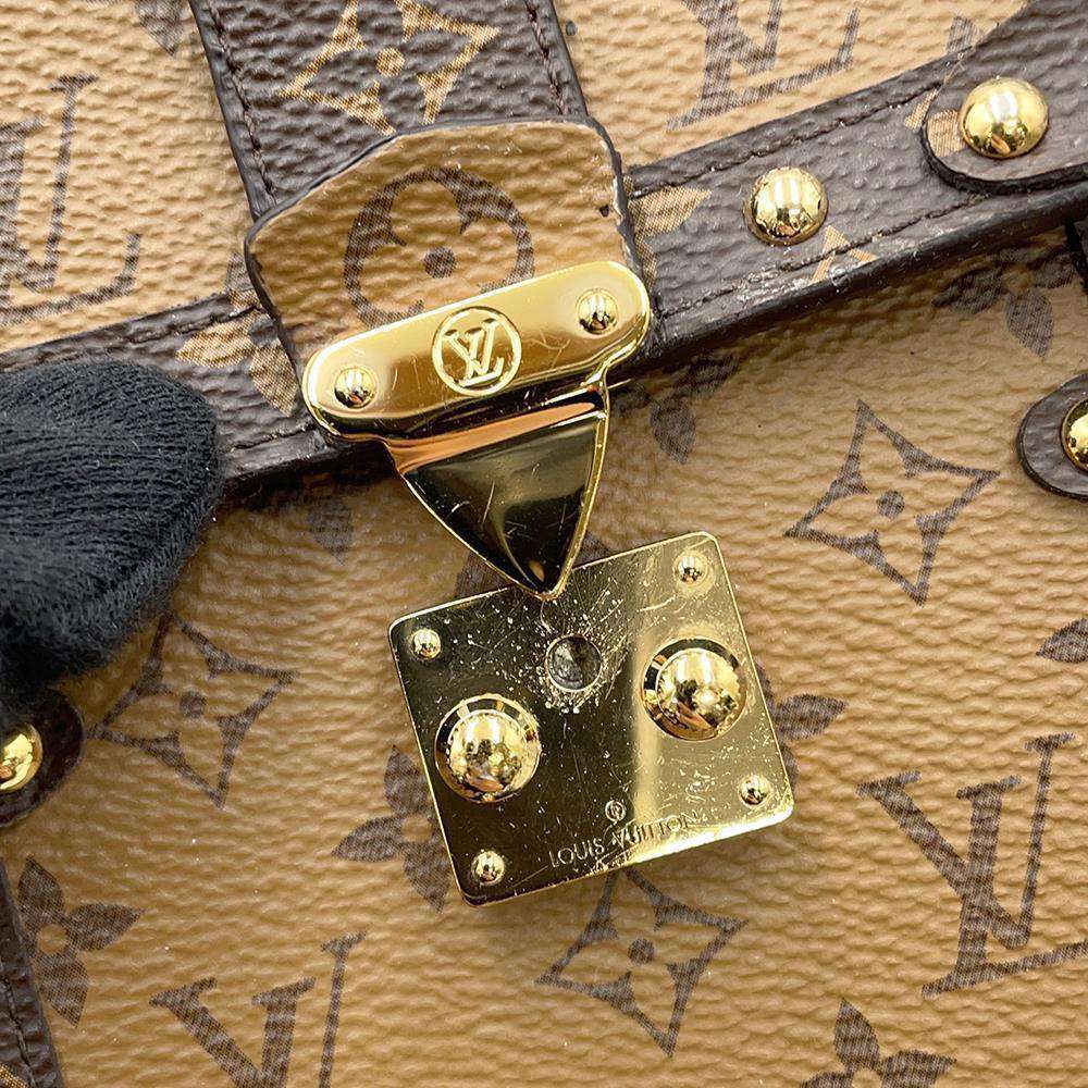 LOUIS VUITTON Pochette Trunk Vertical BrownM67873 Monogram Reverse Canvas