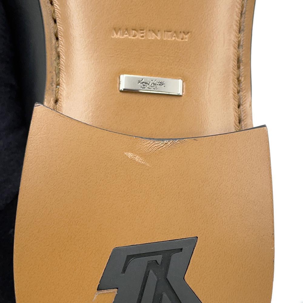 LOUIS VUITTON Globe Line Loafers Black1AA723 Calf Leather Size 6.5