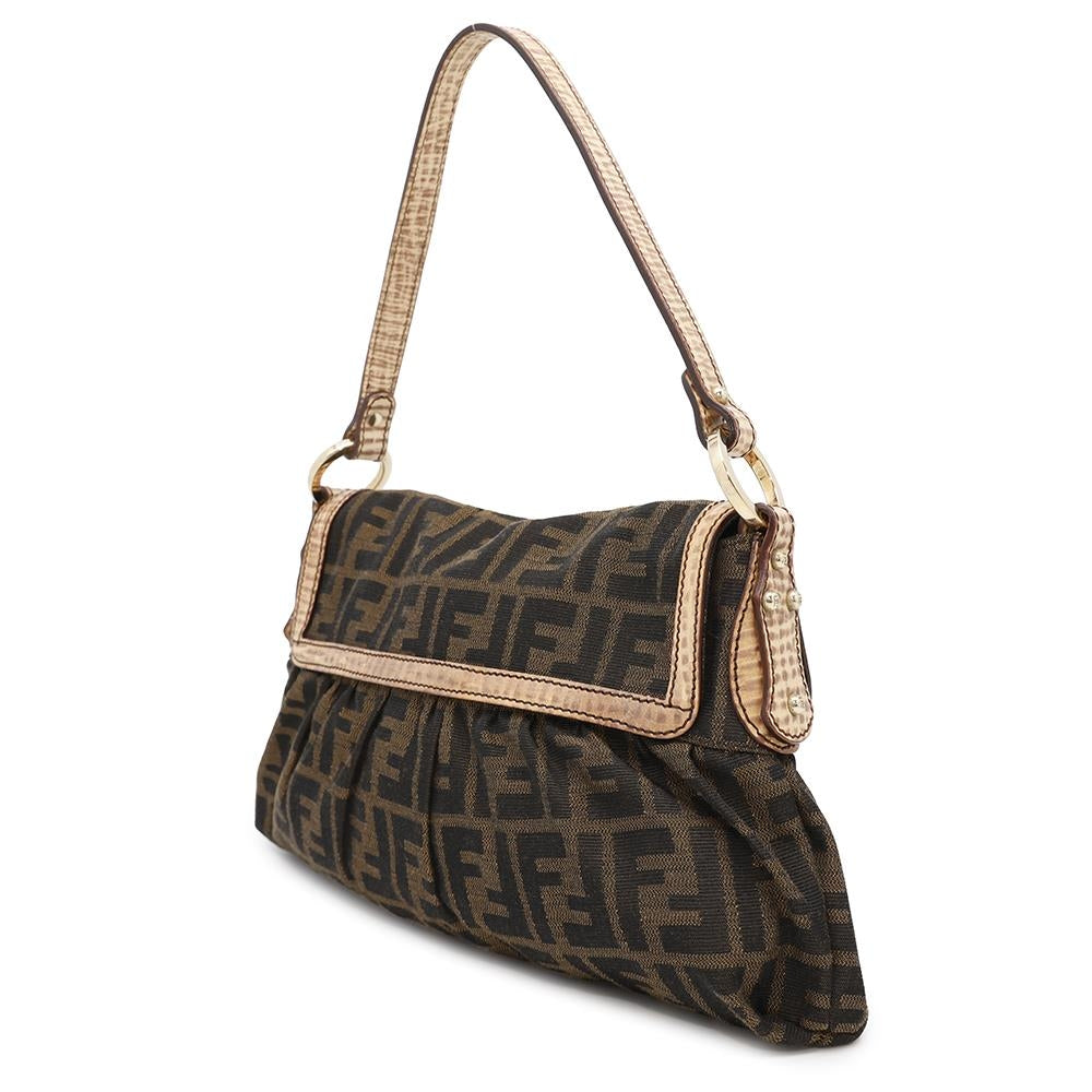 FENDI Zucca Pattern one belt Brown8BR445 Canvas Leather