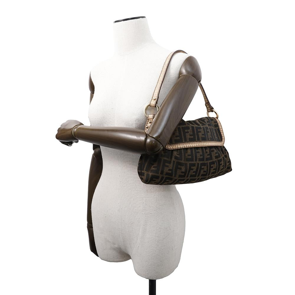 FENDI Zucca Pattern one belt Brown8BR445 Canvas Leather