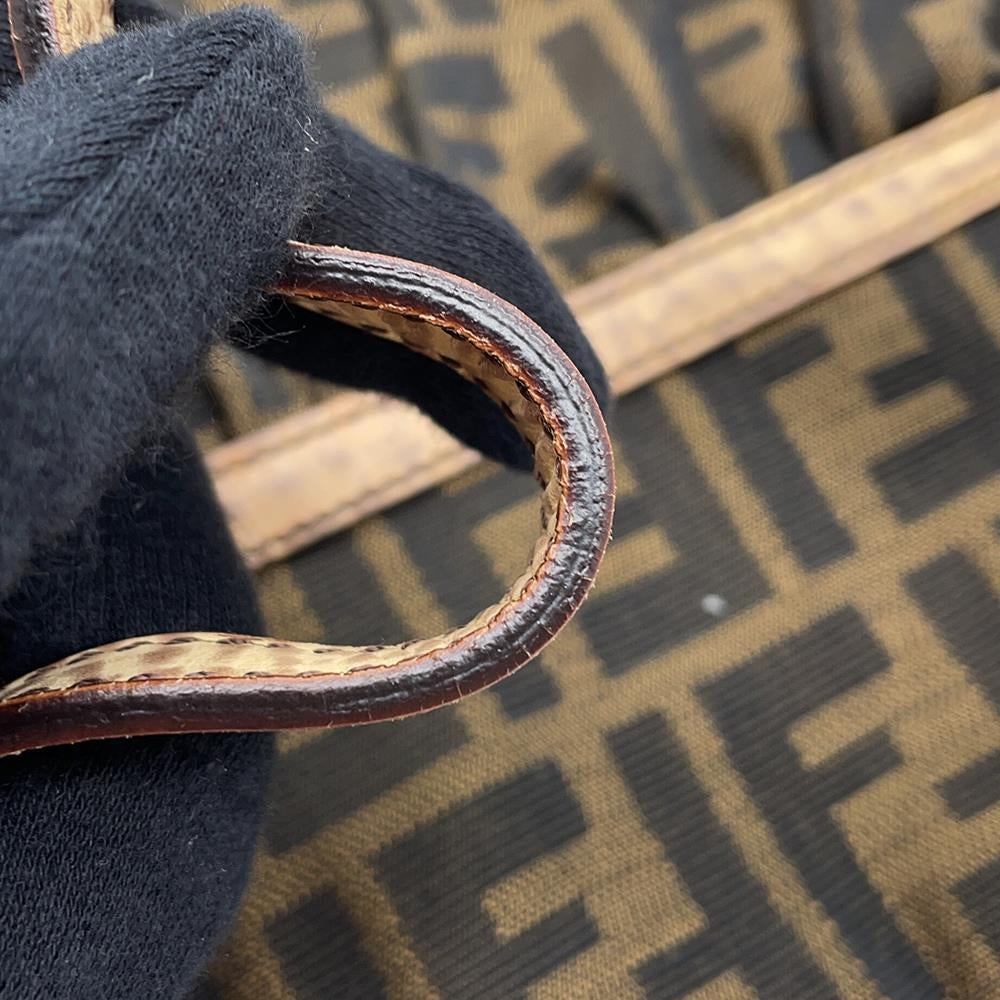 FENDI Zucca Pattern one belt Brown8BR445 Canvas Leather