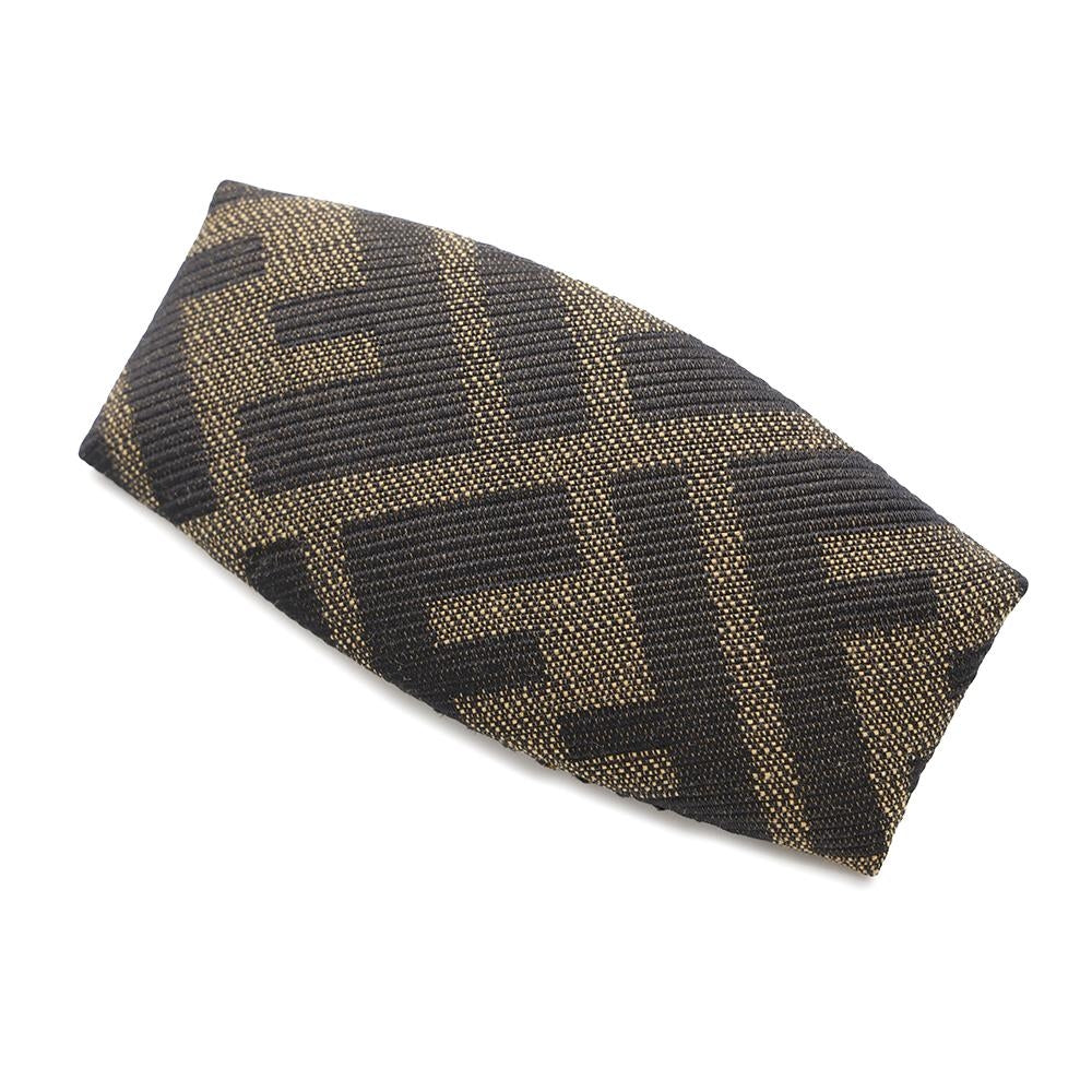 FENDI Zucca Pattern Barrette Brown Canvas