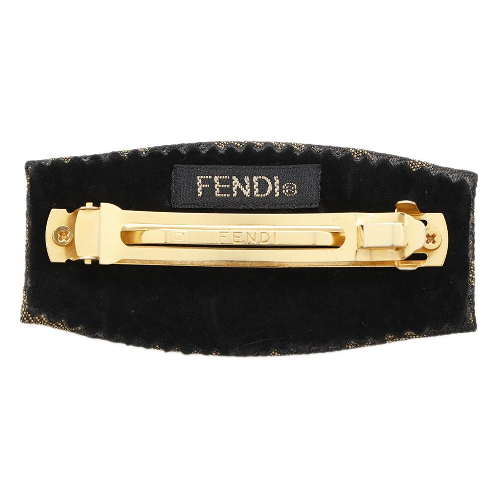 FENDI Zucca Pattern Barrette Brown Canvas