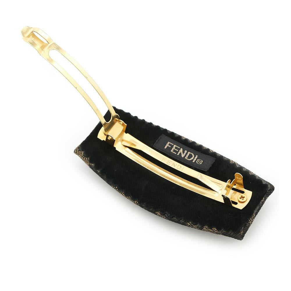 FENDI Zucca Pattern Barrette Brown Canvas