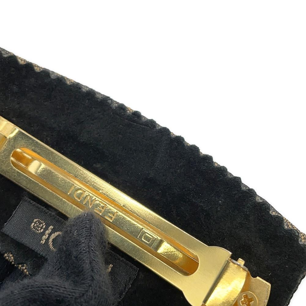 FENDI Zucca Pattern Barrette Brown Canvas