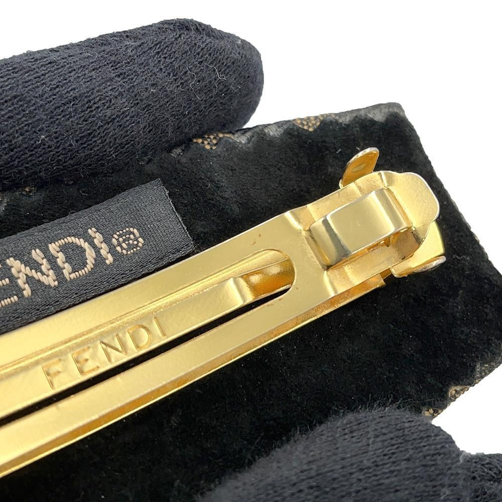 FENDI Zucca Pattern Barrette Brown Canvas