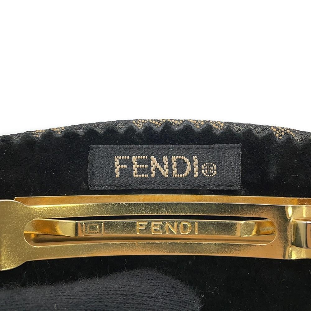 FENDI Zucca Pattern Barrette Brown Canvas
