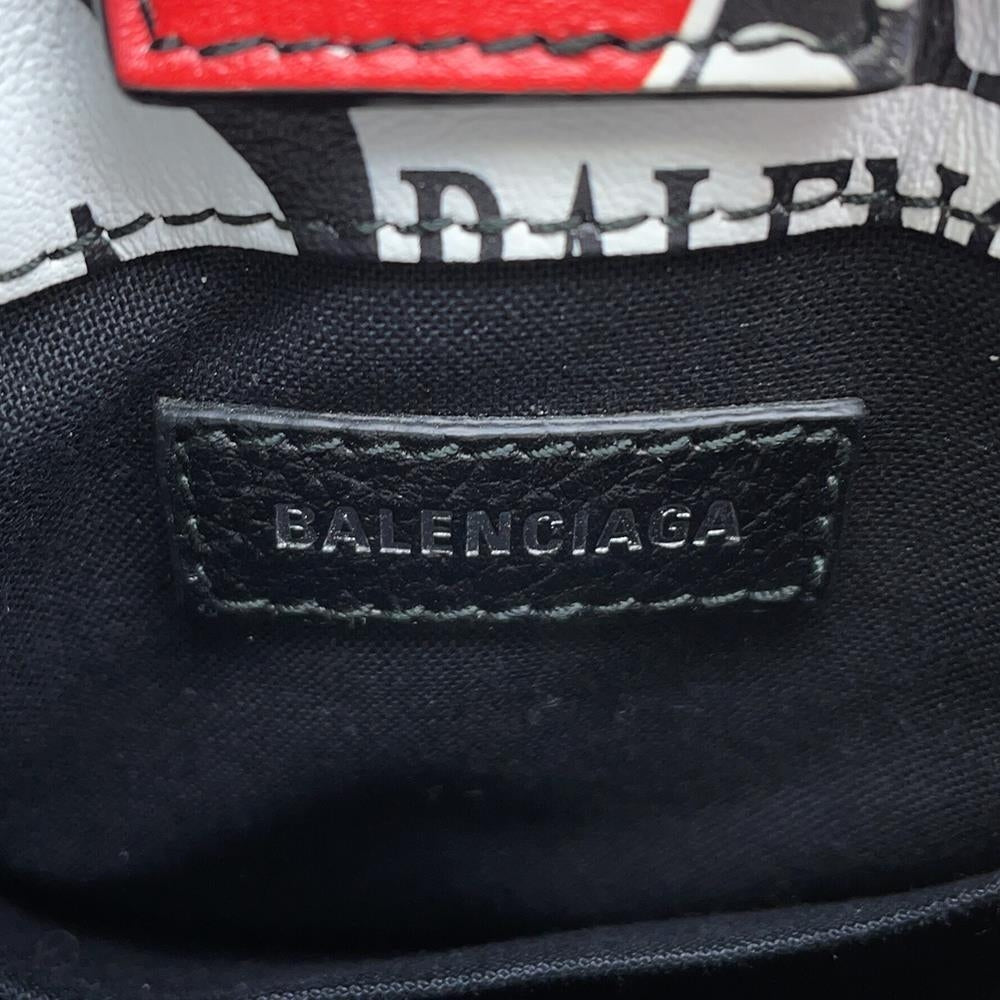 BALENCIAGA Bon Jules Paris Shopping Phone Holder White/Black/Red593826 Leather