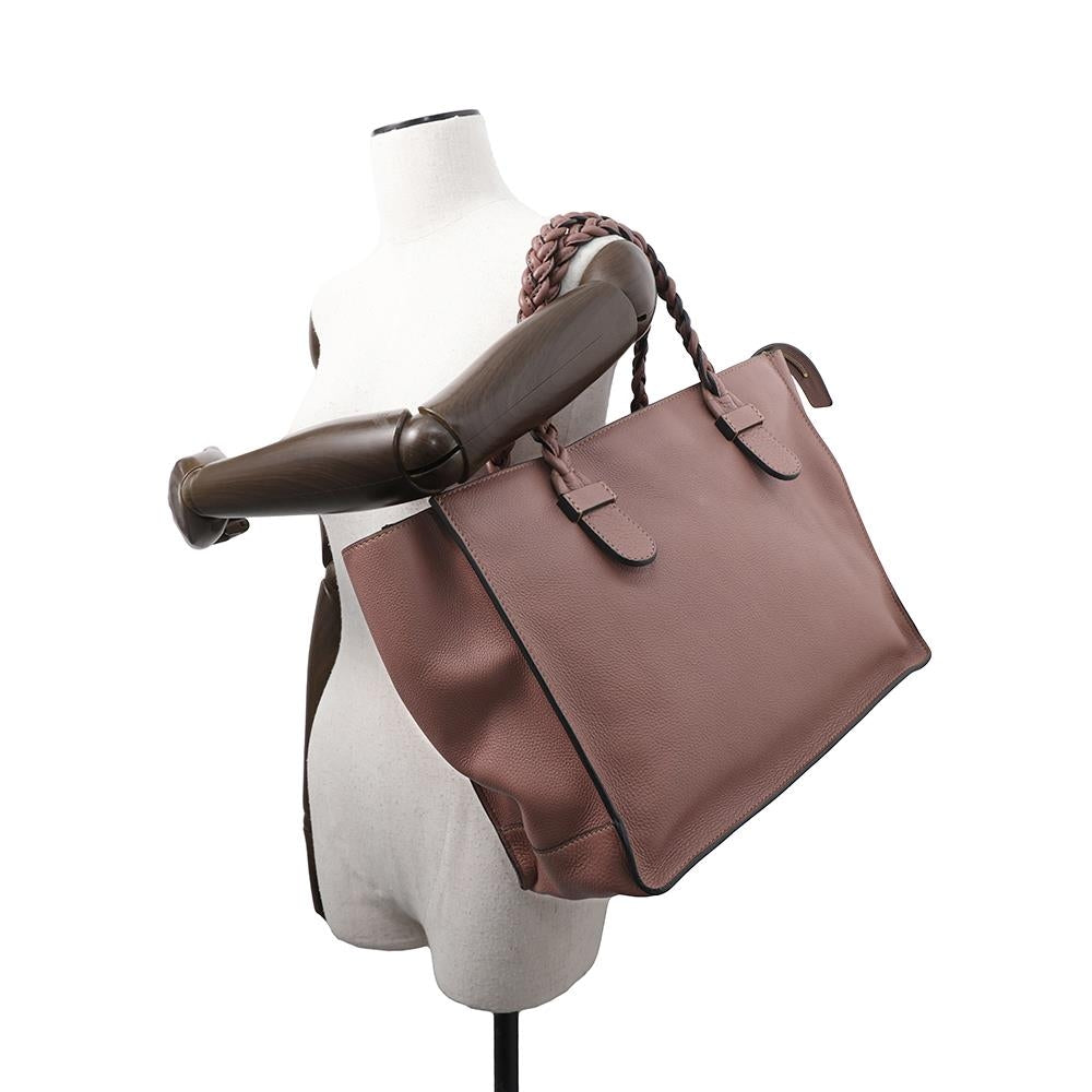 Valentino Garavani Braided handle tote PinkBrown Leather