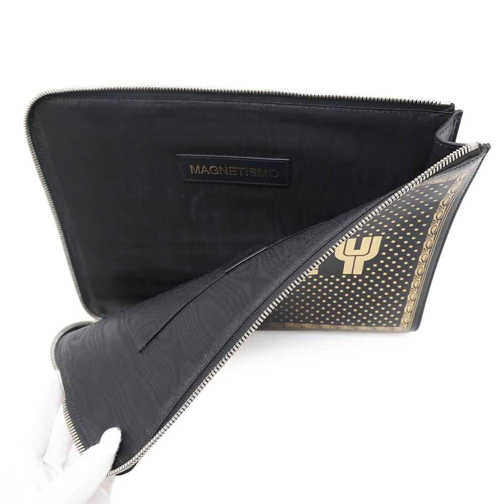 GUCCI Sega collaboration GUCCY logo Clutch Bag Black/Gold523441 Leather