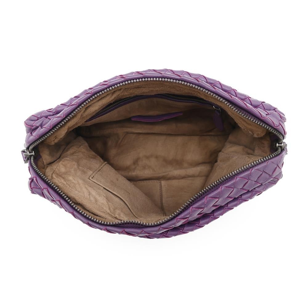 Bottega Veneta INTRECCIATO Shoulder Bag Purple Leather