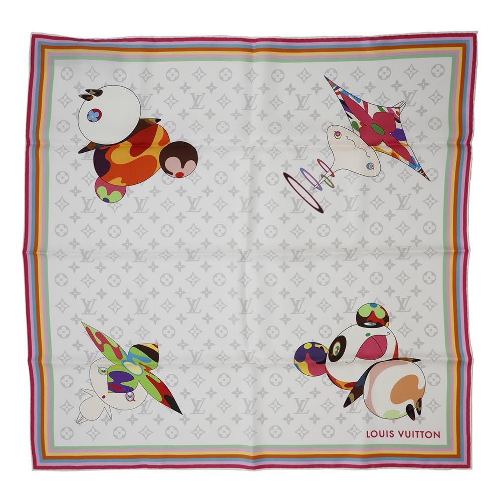 LOUIS VUITTON Carre70 Super Flat Size 70 White/MulticolorM96273 Silk100%