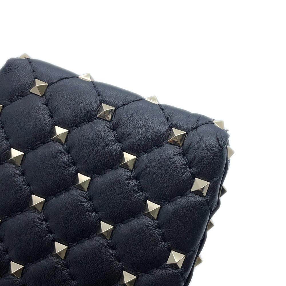 Valentino Garavani Rock Studded ChainShoulder Phone Case Black Leather