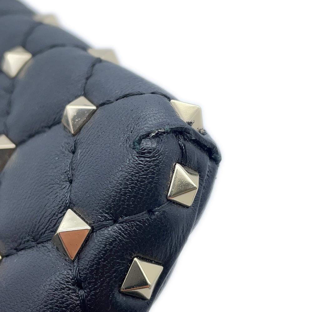 Valentino Garavani Rock Studded ChainShoulder Phone Case Black Leather