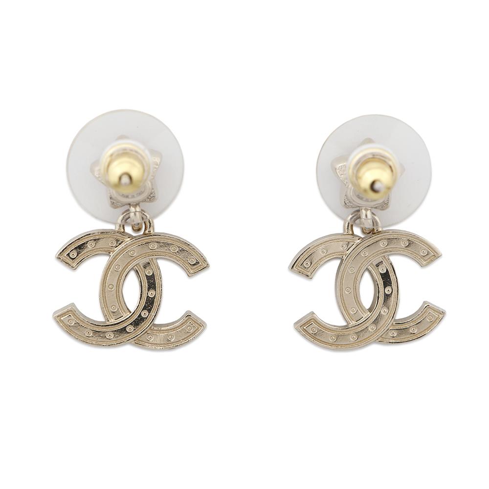 CHANEL CC Logo Earrings Star Champagne Gold/PinkA211 Gold Plated Strass