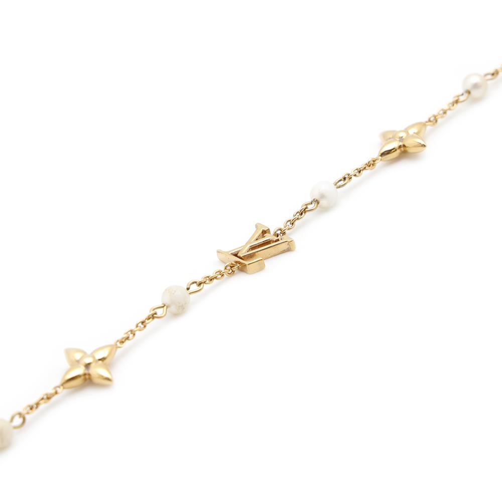 LOUIS VUITTON Necklace Louisa GoldM01610 Metal Faux Pearl