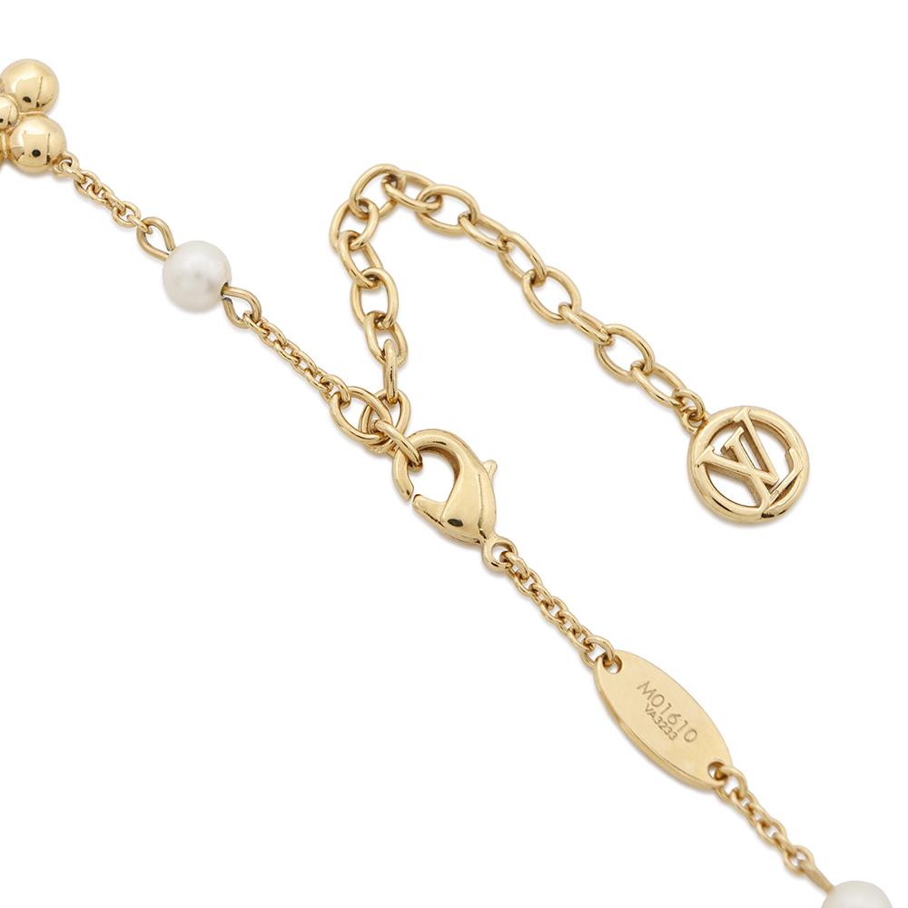 LOUIS VUITTON Necklace Louisa GoldM01610 Metal Faux Pearl