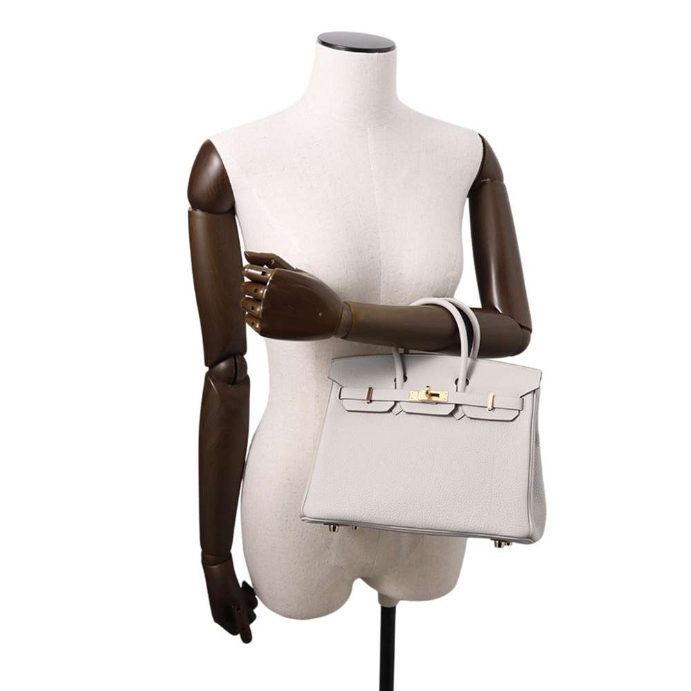 HERMES Birkin Pearl Grey Togo Leather Size 25