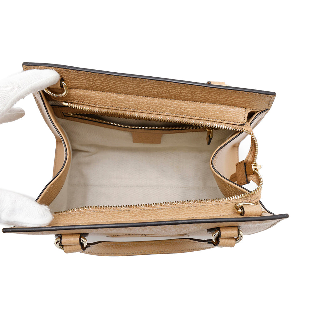 GUCCI Soho Interlocking 2WAY Tote Bag Beige607722 Leather