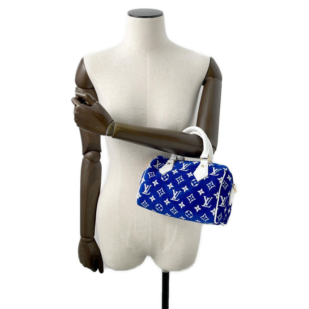 LOUIS VUITTON Speedy Bandouliere LV Match Blue/WhiteM20751 Monogram・Jacquard Velvet Size 20