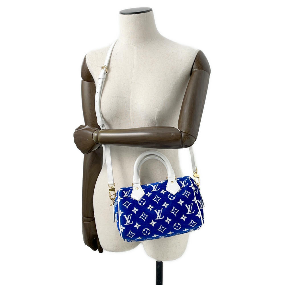 LOUIS VUITTON Speedy Bandouliere LV Match Blue/WhiteM20751 Monogram・Jacquard Velvet Size 20