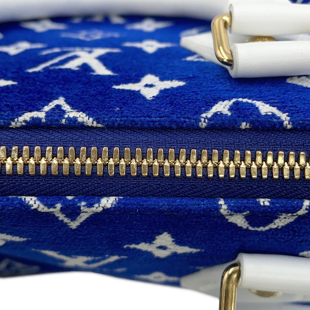 LOUIS VUITTON Speedy Bandouliere LV Match Blue/WhiteM20751 Monogram・Jacquard Velvet Size 20