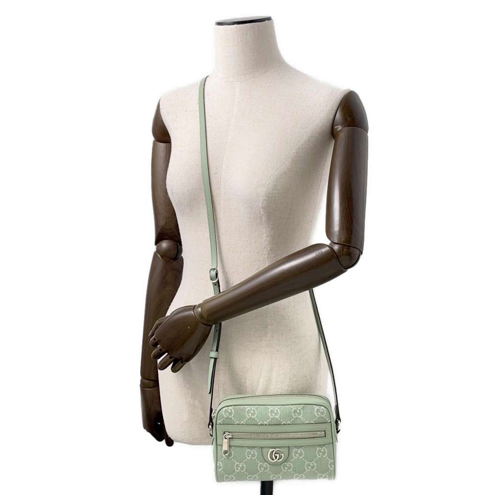 GUCCI Ophidia Mini Shoulder Bag PailleGreen?772311 GG SupremeCanvas Leather