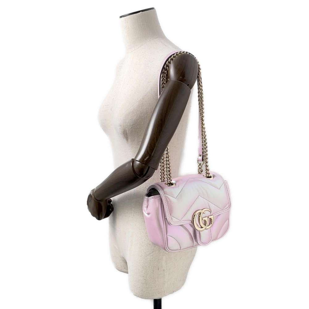 GUCCI GG Marmont Quilted Mini Shoulder Bag Pink739682 Leather