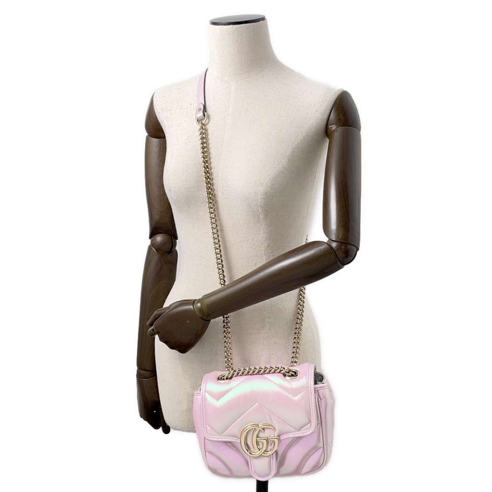 GUCCI GG Marmont Quilted Mini Shoulder Bag Pink739682 Leather