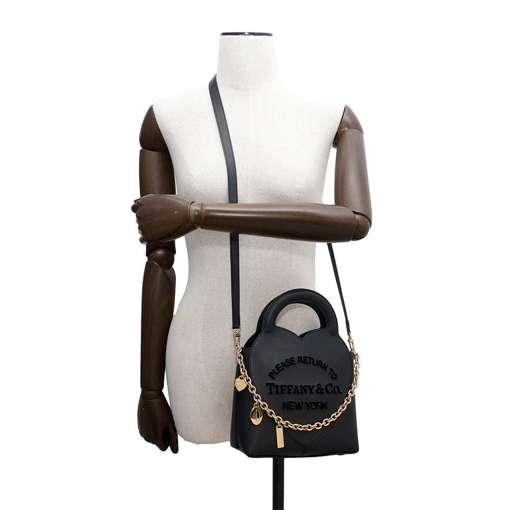 TIFFANY&Co. Return to TIFFANY&Co. Bag Charm Tote Bag Black72870360 Calf Leather Size Mini