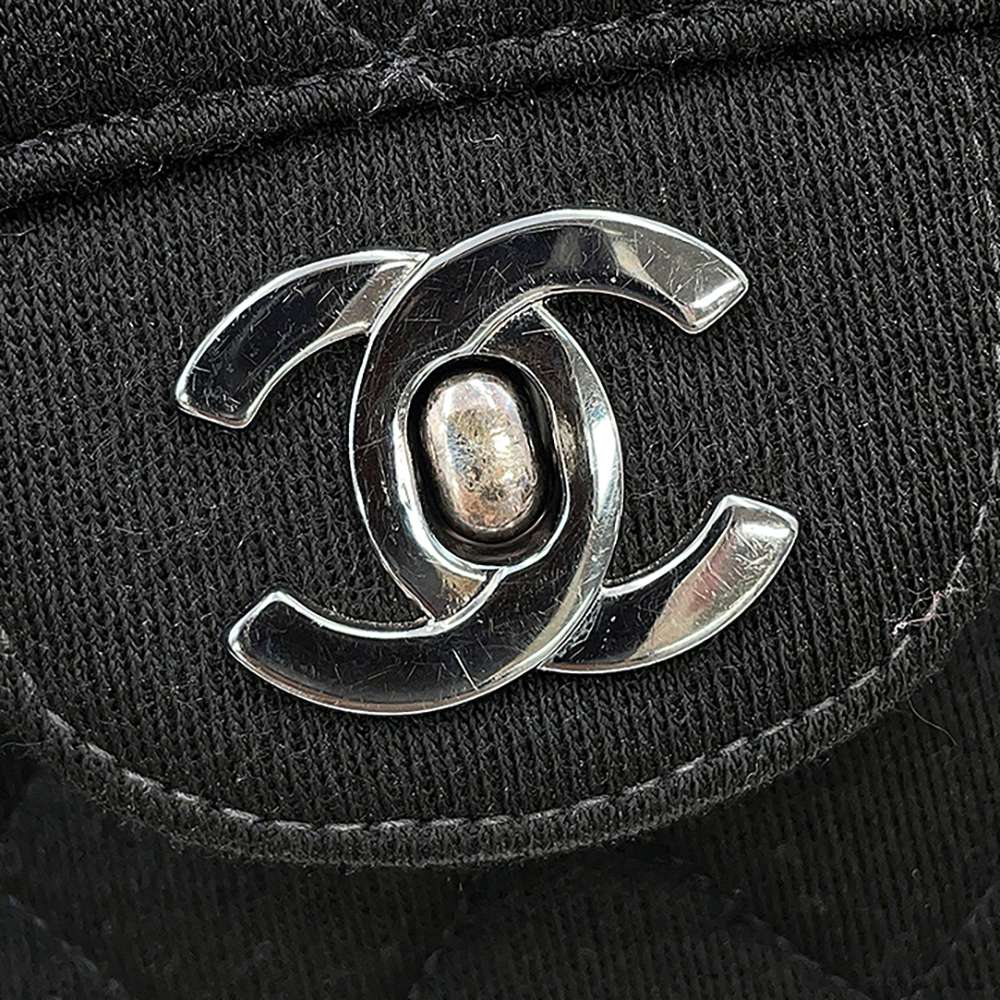 CHANEL Matelasse Double Face Handbag Black Cotton