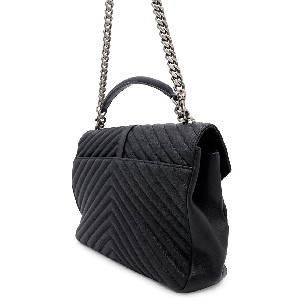 SAINT LAURENT PARIS College 2WAY ChainShoulder Bag Black600278 Leather