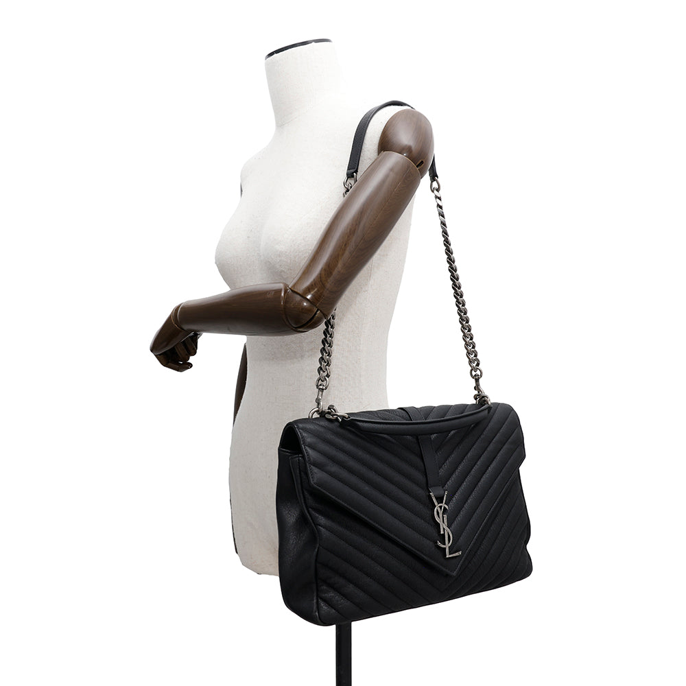 SAINT LAURENT PARIS College 2WAY ChainShoulder Bag Black600278 Leather